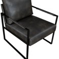 thumbnail image 6 of Knubmt Modern Upholstery Accent Chair Club Chair with Black Metal Frame, Faux Leather Armchair for Living Room, Office, Bedrooom, Dark Gray, 6 of 7