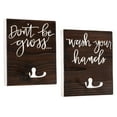 thumbnail image 1 of Primitives by Kathy Set of 2 Towel Hook Boards - Don't Be Gross, Wash Your Hands - Wood and Metal, 6 x 7 x .5-Inches, 1 of 3