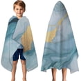 thumbnail image 3 of Blue Marble Gold Pattern Hooded Bath Towel，50"x30" for Ages 3 To 12 Kids, Quick Dry Lightweight Soft Microfiber Hood Beach Towel Cover Up for Kids, 3 of 7