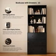 thumbnail image 4 of RichYa 71'' Tall Bookcase with 3 Drawers,3 Open Display Bookshelves,6-Tier Storage Cabinet for Home Office,Living Room,Black, 4 of 8