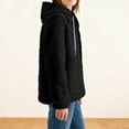 thumbnail image 7 of Womens Fuzzy Jacket with Hood Plush Fleece Warm Winter Outerwear Coat Drawstring Hooded Sweatshirt Cardigans (XL, Black), 7 of 7