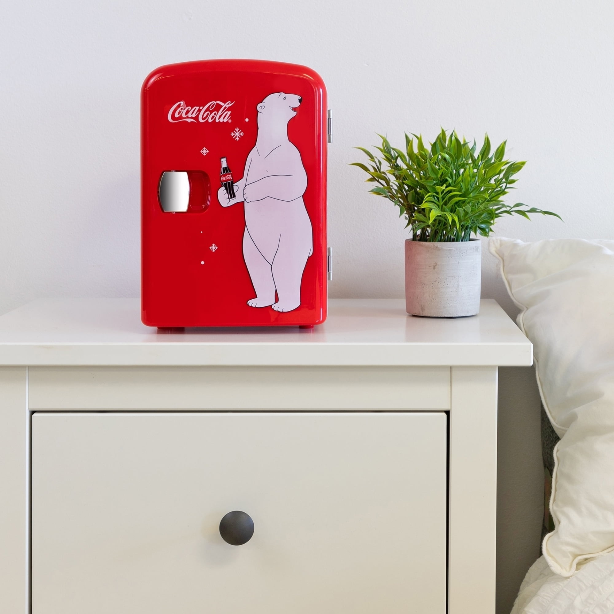 Coca-Cola Polar Bear 4L Portable Mini Cooler, 6 Can Beverage Mini Cooler  for Travel 