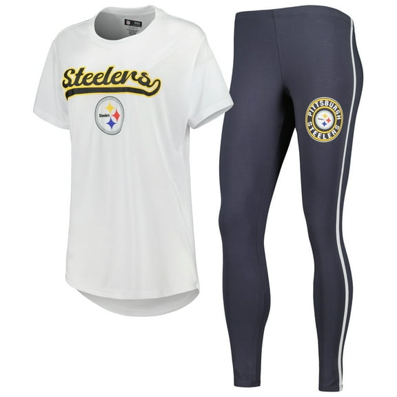 Women's Concepts Sport White/Charcoal Pittsburgh Steelers Sonata Top & Leggings Sleep Set