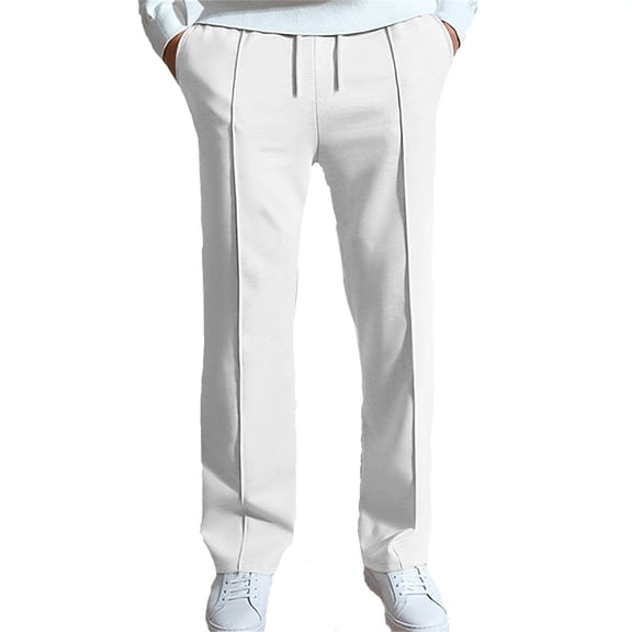 XINPING Mens Casual Pants Stretch Fit Dress Pants Tapered Cropped Elastic Waist Trousers for Gym Running with Pockets