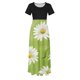 thumbnail image 4 of Puntoco Vestido De Manga Corta Con Cuello Redondo Y Falda Larga Estilo Resort Con Estampado Floral Para Mujer Negro S,Regalos Para Mujer Joven, 4 of 5