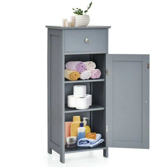 Kadyn Bathroom Cabinet, Bathroom Floor Cabinet, Wooden Storage Free-Standing Floor Cabinet with Drawer and Shelf-Gray