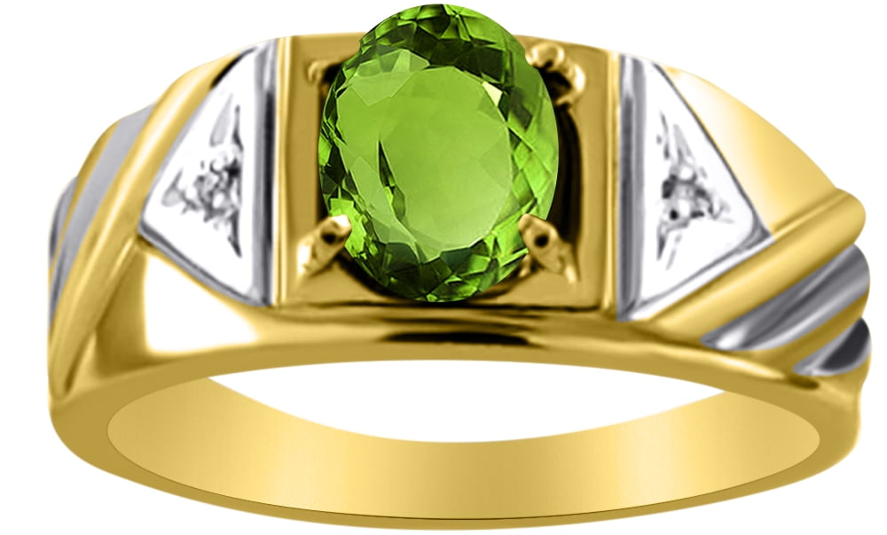 Mens 14k Yellow Gold Plated Channel Set Round Peridot Wedding Band Anniversary Ring 925 Sterling Silver