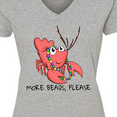 thumbnail image 4 of Inktastic More Beads, Please Cute Mardi Gras Crawfish Women's V-Neck T-Shirt, 4 of 5