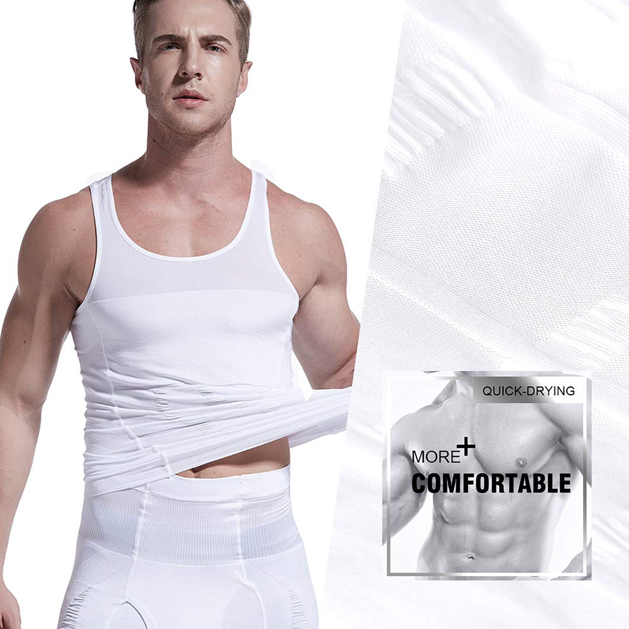 ISUP Mens Slimming Body Shaper Shirt Chest Compression Tank Top Tummy  Control Undershirt Shaperwear