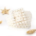 thumbnail image 4 of Bling Pearls Waist Belt Faux Pearl Buckle Elegant Waist Chain Bridesmaid Girls Square Buckle, 4 of 7