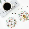 thumbnail image 4 of Yiaed Pretty Floral With Leaves Print Leather Coasters for Drinks - Cup Coasters Coffee Table Kitchen Table Bar, Home & Office Gifts Handmade Drink Coasters-Round Shape, 4 of 6