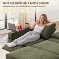 thumbnail image 4 of Muumblus Oversized Convertible Sectional Sleeper Sofa with Storage Chaise/Recliner, L-Shaped Pull Out Couch Bed for Living Room, Green Chenille, 4 of 11