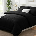 thumbnail image 1 of Queen Size Comforter Set - 7 Pieces, Bed in a Bag Bedding Sets with All Season Soft Quilted Fluffy Reversible Comforter,Flat Sheet,Fitted Sheet,2 Pillow Shams,2 Pillowcases,Black, 1 of 6