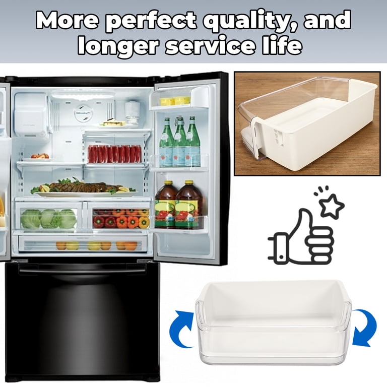 KOJEM Right Side Refrigerator Door Shelf, White, Compatible with