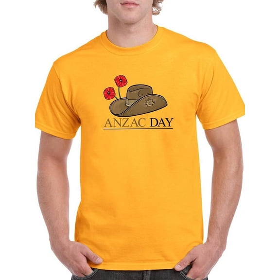 Anzac Day Soldier Hat With Poppy T-Shirt Men -Image by Shutterstock, Male Small