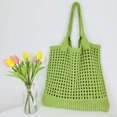 thumbnail image 2 of Bolso de ganchillo para mujer Bolso hobo de gran capacidad Bolso grande de compras suave (Verde), 2 of 9