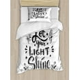 thumbnail image 1 of Motivational Duvet Cover Set Twin Size, Hipster Style Doodle Calligraphy Expression with Curlicues Floral Motifs, Decorative 2 Piece Bedding Set with 1 Pillow Sham, Black White, by Ambesonne, 1 of 3
