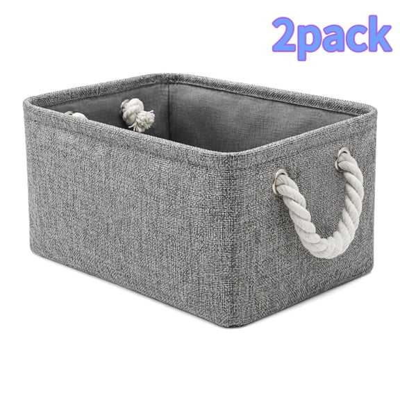 Storage Bins for Shelves - Grey Small Storage Baskets for Organizing, Fabric Storage Cubes Closet Organizer for Home Gift Decorative (2 Pack)