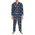 thumbnail image 3 of Cauagu Planets And Stars Print Men's Long-Sleeve Pajama Set,Soft Button-Front 2Pjs for Men Long Sleeve Men’s Sleepwear-X-Large, 3 of 7