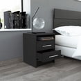 thumbnail image 3 of Nmkwnr Modern Beside Table for Home, Bedroom, Nightstand with 2 Drawers and Open Shelf, Black, 3 of 5