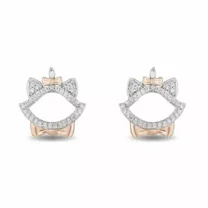 2Ct Round Cut Lab Created Diamond Aristocats Earrings 14K Two-Tone Gold Plated