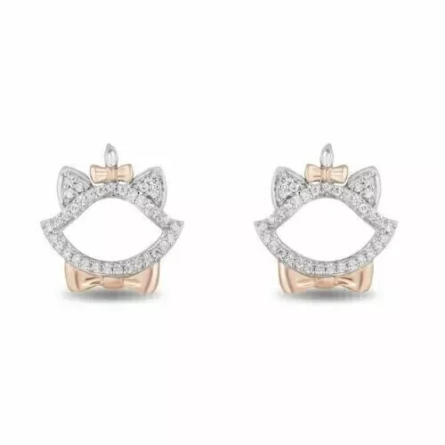 2Ct Round Cut Lab Created Diamond Aristocats Earrings 14K Two-Tone Gold Plated
