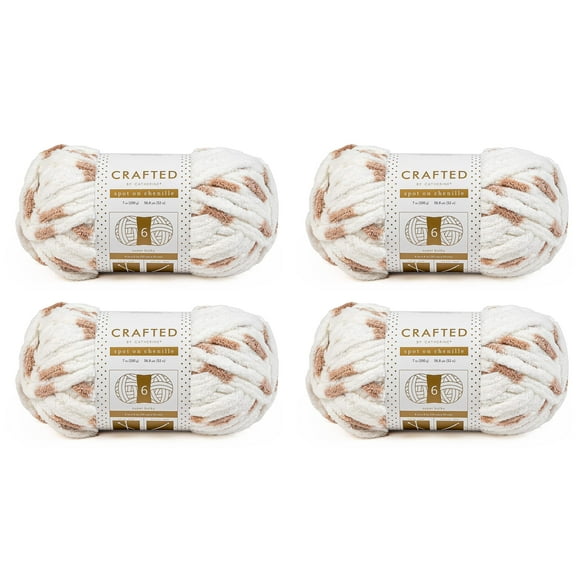 Crafted By Catherine Fil Chenille à Pois - Lot de 4 (56 Verges par Écheveau), Beige, Calibre 6 Super Volumineux