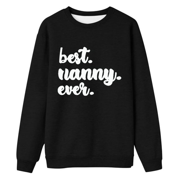 Womens Vintage Letter Graphic Sweatshirt Round Neck Long Sleeve Slouchy Drop Shoulder Pullover