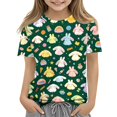 thumbnail image 3 of Cute Tops for Kids Girls Size 9-10 Short Sleeve Funny Animal Print Girls Clothes Tee Shirts Summer Casual Soft Kids Clothes Crew Neck T-Shirts Dark Green, 3 of 6