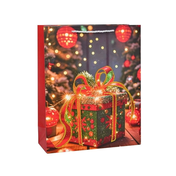 BinKFF Christmas Oversized Bags, Extra Large Christmas Gift Bags, Jumbo Xmas Holiday Tote Kraft Paper Bag Treat Shopping Wrapping Bag's for New Year Party Favors Supplies