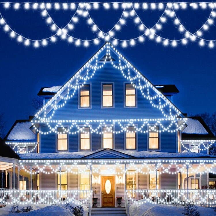 Christmas Lights Outdoor 33Ft 447 LED Half-Round String Lights, Extendable Plug, 8 Modes, Fairy Lights for Home Wedding Outside Outdoor Indoor Xmas Navidad, Cold - Walmart.com