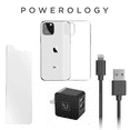 thumbnail image 1 of Powerology Essentials Kit 4in1 for iphone 11 Pro Max - Slim clear case, Glass screen protector, Cable and Dual USB 3.4A rapid charger, 1 of 2