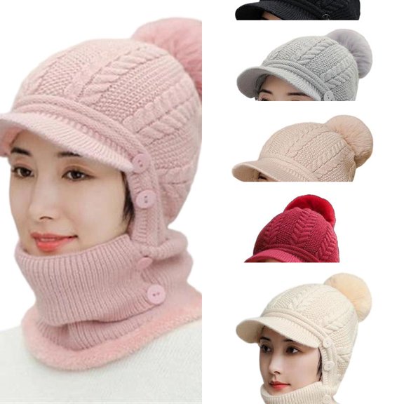AJGRHE Winter Warm Knitted Hat With Thermal Lined Ear For Cold Weather Outdoor Activities Pink One Size