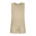 thumbnail image 4 of Birdeem Mode Femme Col Rond Blouse Sans Manches Ample Coton Lin Poches Pantalons Ensembles Chemises, 4 of 9