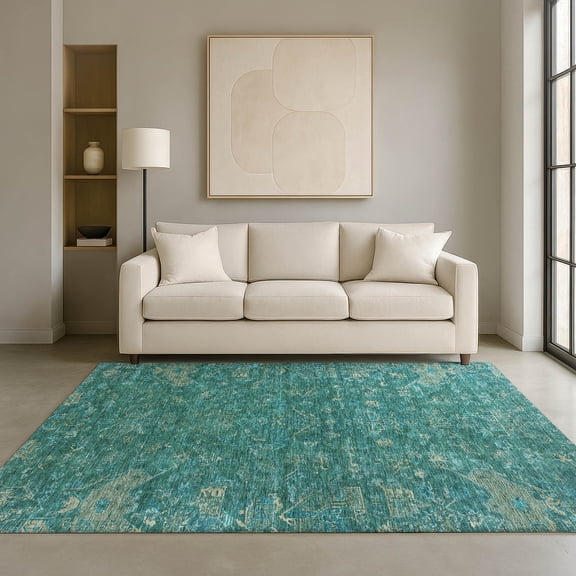 Addison Rugs Mayfield Premium Machine Washable Traditional Global Teal Rectangle Rug, 10' x 14'