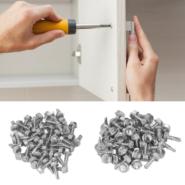 Tornillo autoperforante alta dureza Taladro rápido Juego de tornillos autoperforantes hexagonales Fuerza de sujeción máxima común para muebles de madera para metal ANGGREK Otros