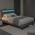 thumbnail image 6 of E-motie Full Bed Frame with 2 Bluetooth Speakers, Upholstered Platform Bed with Led Headboard, Charging Station, Gray, 6 of 8
