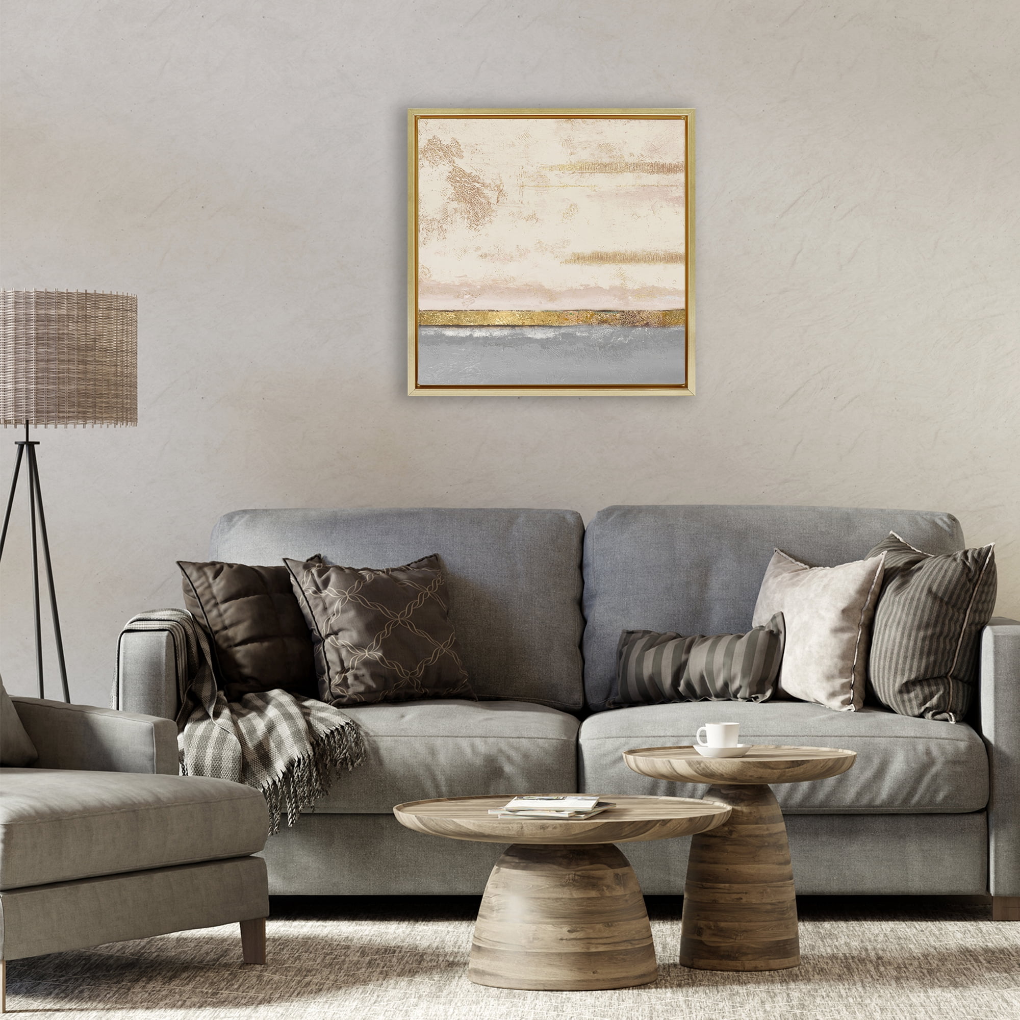 Stupell Industries Soft Sea Abstract Gold Framed Floater Canvas Wall Art, design by Patricia Pinto