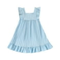 thumbnail image 3 of 2DXuixsh Robes pour Filles Florales Ligne A Évasée Longueur Genou Robe Sans Manches Mode Confortable Décontractée à Volants pour Filles Bleu Clair 2-3 Ans, 3 of 8