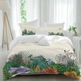 thumbnail image 2 of Tropical Green Plant Bedding 3 Piece Duvet Cover Set Queen Size, Fern Print Summer Floral Birds Soft Microfiber Comforter Cover with Zipper Closure & Pillowcases, Wrinkle & FadeResistant Quilt Cover, 2 of 9