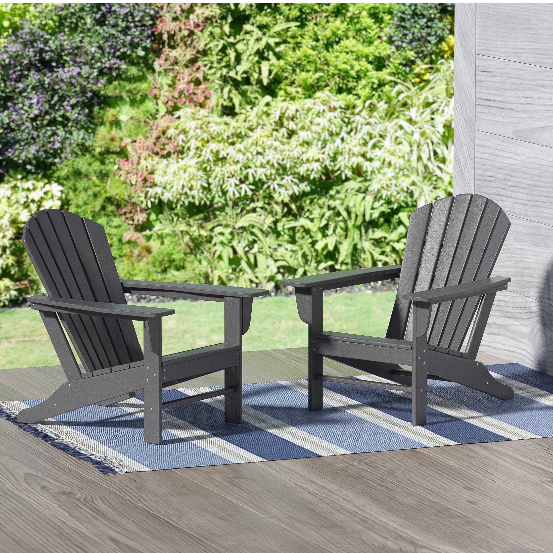 Polytrends  Altura  Outdoor Eco-Friendly All Weather Poly Patio Adirondack Chair (Set of 2) Gray