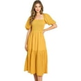thumbnail image 5 of LOVE COLETTE by Flying Tomato Women's Summer Smocked Eyelet Midi Sun Dress (Mustard, Small), 5 of 5