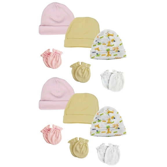 Baby Girl Infant Caps and Mittens (Pack of 12)