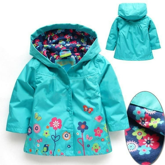 Cute Kids Children Girls New Flowers Hooded Waterproof Windproof Raincoat Jacket