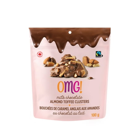 OMG! Milk Chocolate Almond Toffee Clusters, 100 g, Milk Choc