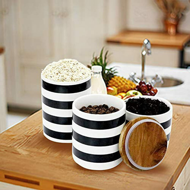 Set of 3 Ceramic Spice Jars Set With Lid Customize Decorative Spice Sugar  Food Safe Storage Pottery Sets Kitchen Jar Gift for Mom Grandma 