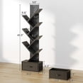 thumbnail image 2 of Greenstell 7-Tier Wooden Bookcase with Drawer, Free Standing Tree Bookshelf, Black, 2 of 6