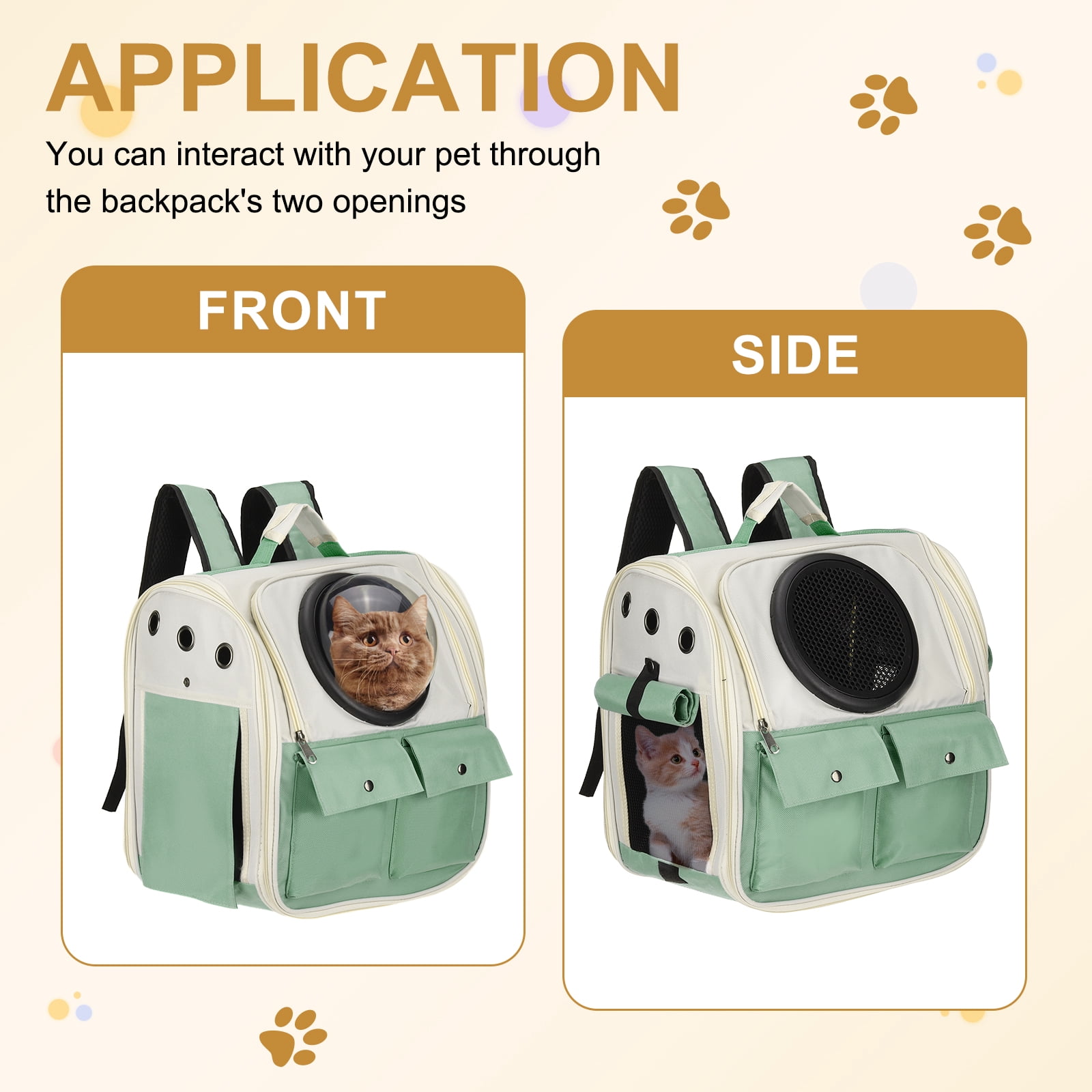 Uxcell 1Pcs 14.17" Pet Backpack Carrier Ventilated Oxford Cloth Dogs Cats Small Animals Green Intended for Hiking Camping