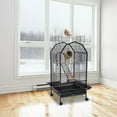 thumbnail image 3 of Miumaeov Bird Cage Open Top Standing Parrot Cage with Rolling Stand Large Metal Bird Flight Cage for Parekette Cockatiel Finch Macaw Cockatoo Pet House Black Height 39.9", 3 of 13