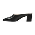 thumbnail image 3 of YDN Women Retro Pointed Closed Toe Mules Chunky Block Mid Heel Slip On Slide Sandals Dressy Prom Shopping Clog Shoes Size 12 Black, 3 of 3